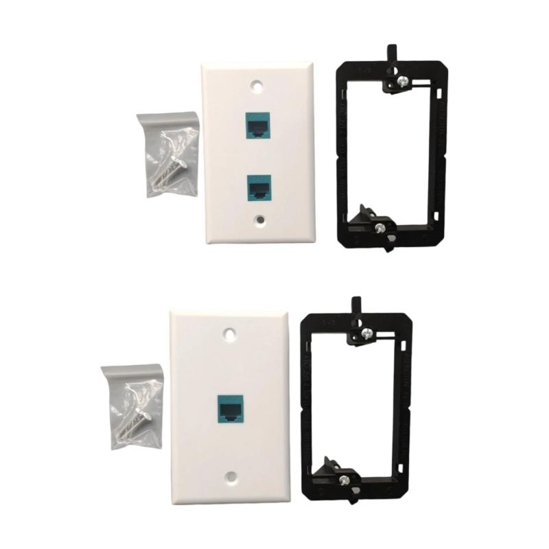 Ethernet Wall Plate Female Pass Through Outlet Panel for Networks Connectors Single/Double Port TV Cable Wall Plate