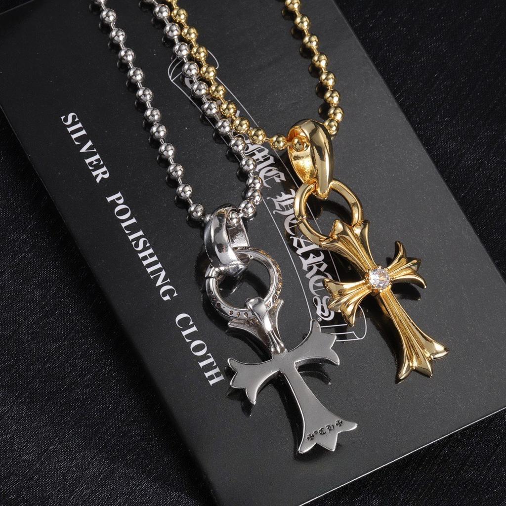 Halskette Retro und Alt S925 Sterlingsilber Kreuz für Männer und Frauen Partner Schmuck Literarisch und Retro