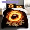 Brennende Kugel Muster Bettwäsche Steppdecke Set Bettbezug Kissenbezug Heimdekoration Geburtstagsgeschenk (1 Bettbezug + 2 Kissenbezüge, ohne Füllung)