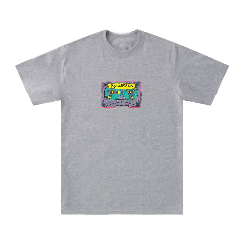 Summer Cotton Tees Ed Sheeran Play X KidSuper Cassette TShirts Pattern Print Roundneck Short Sleeve Unisex Street Hiphop Tops