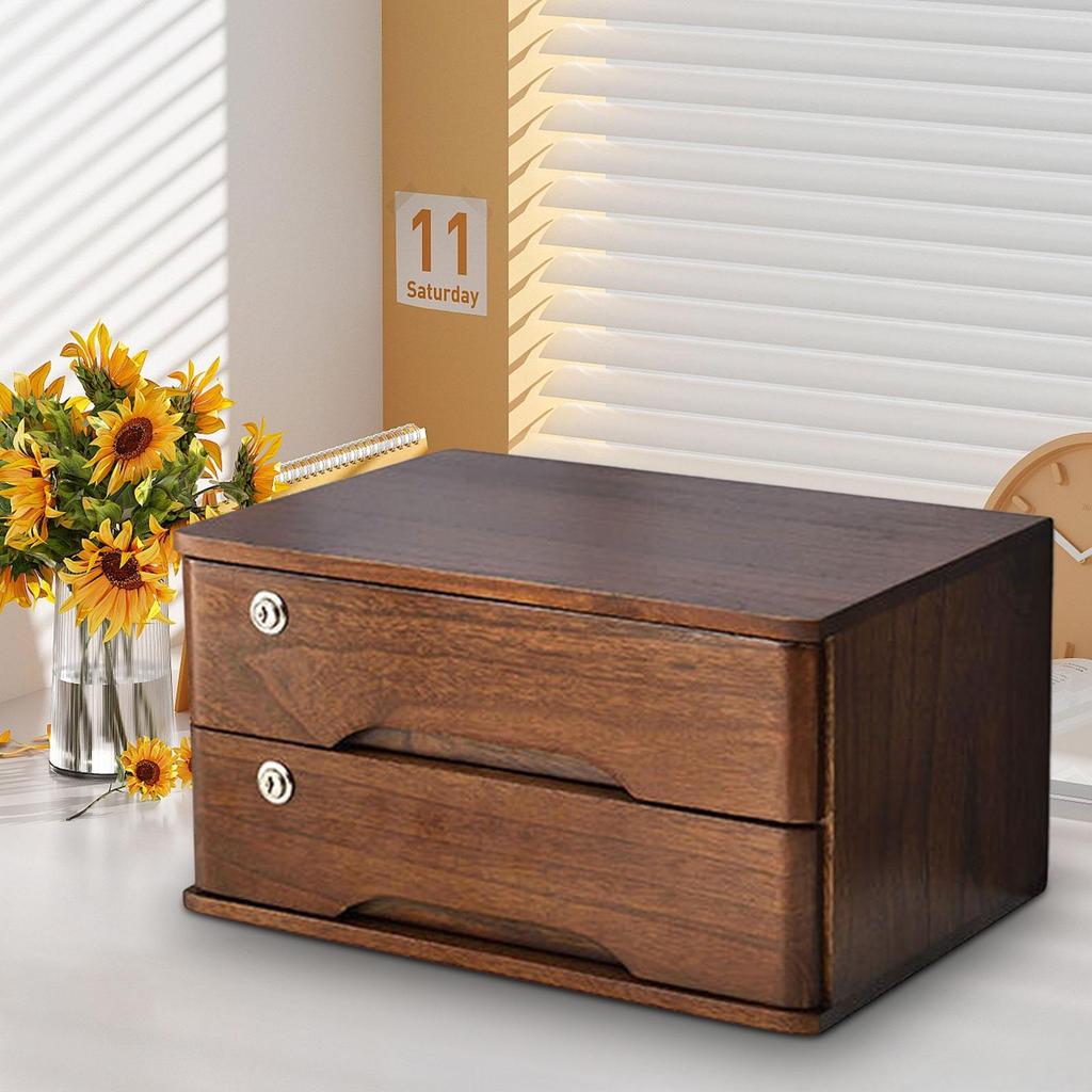 Chic Lockable Wooden Storage Box for Office
