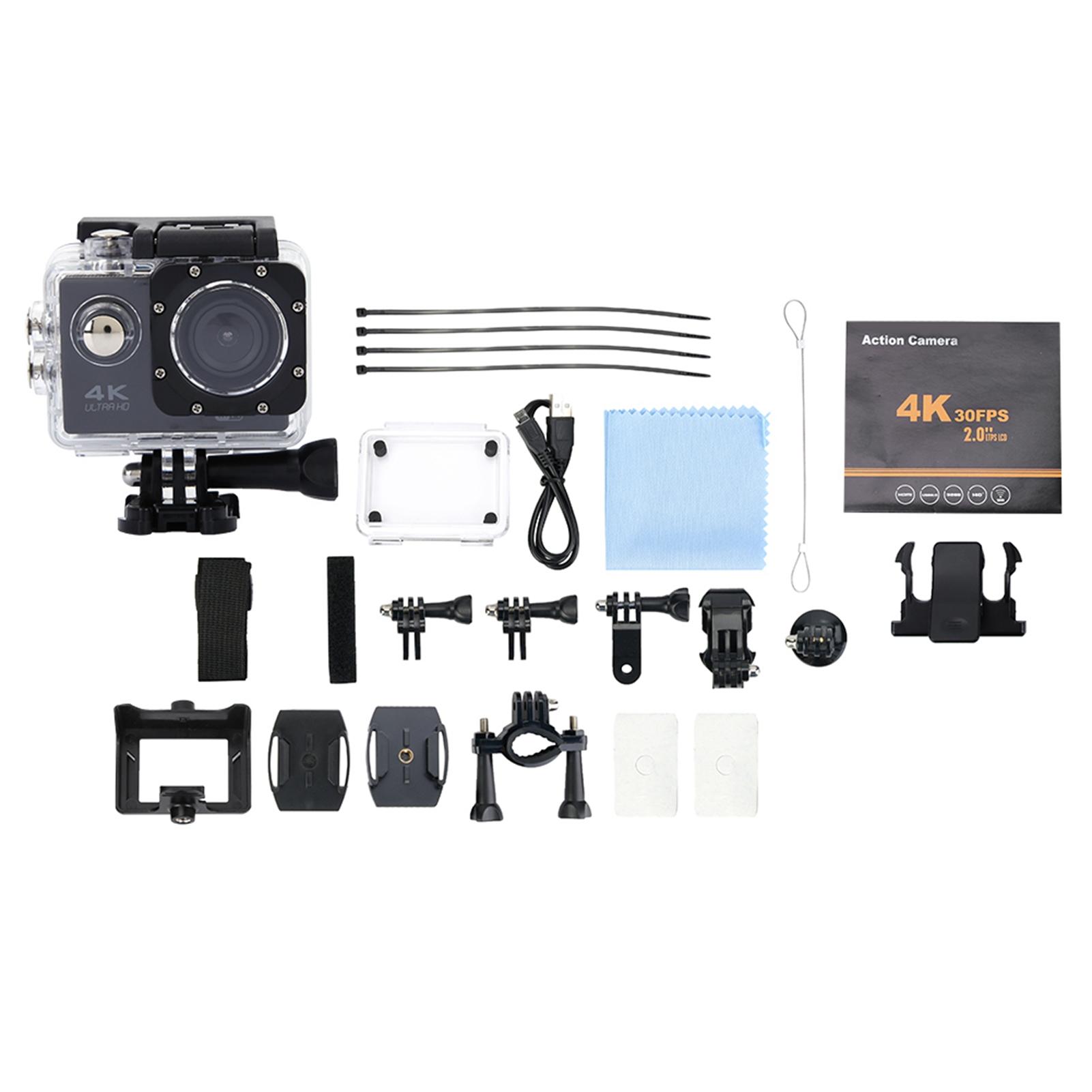 

Комплект екшн-камери F60 з 2-дюймовим екраном, ширококутним кутом огляду 170 градусів, HD 4K 30 кадрів/с, Wifi, водонепроникною