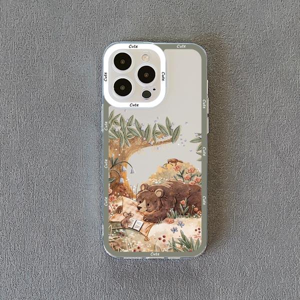 

Cartoon Animal Bear Fox Squirrel Clear Phone Case For iPhone 11 Cases iPhone 15 14 13 12 Pro Max XS XR X 15 14 7 8 Plus SE Cover iphone13 pro