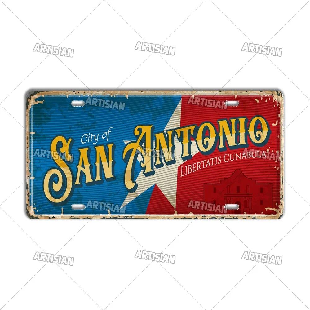 USA License Plate Landmark Metal Wall Sculpture|US City/State Design,Tin Plaque,Halloween&Christmas Gift,Garage/Bar/Cafe Decor
