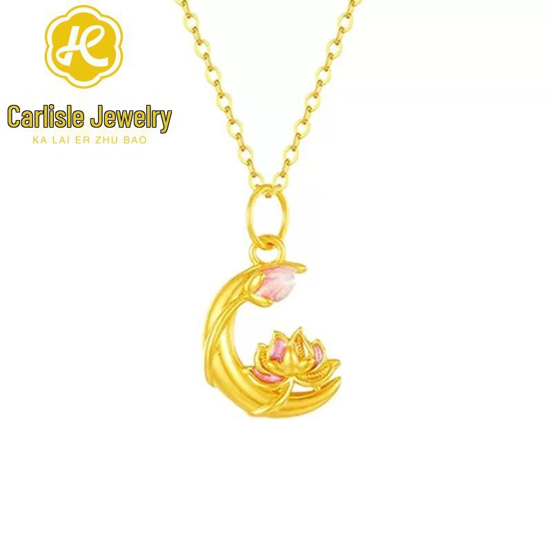 Shuibei 999 Fine Gold Slim Waist Necklace: 3D Hard Gold Women's Pendant Charm, Popular Live Broadcast Hot Seller.