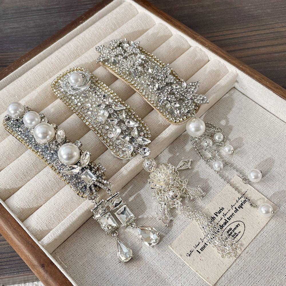 Crystal Ethnic Style Hair Clip Elegant Tassel Side Clip Chinese Style Tassel Hairpin  Bride
