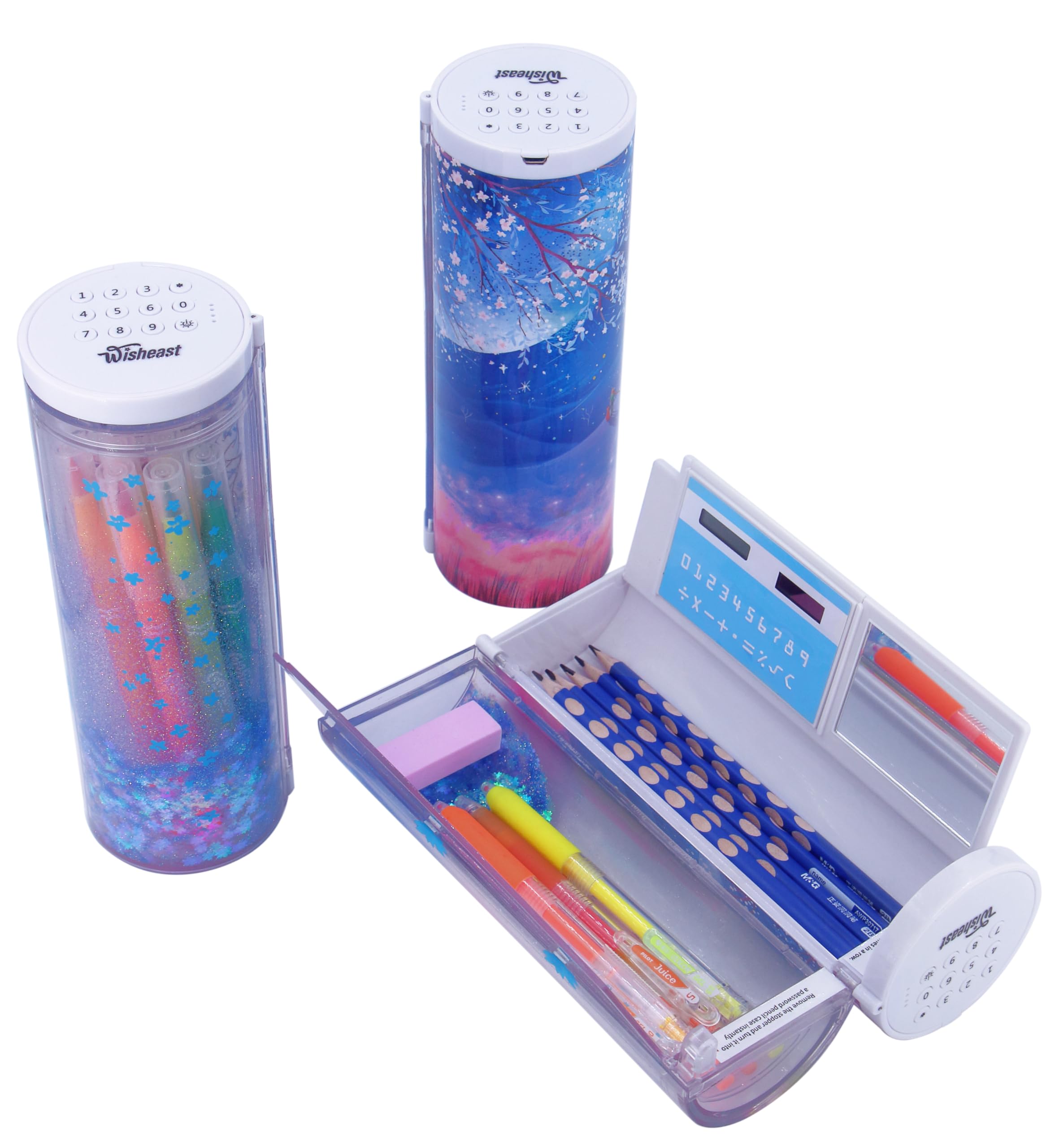 

Милый пенал для начальной школы с умной ручкой-перевертышем, простым и стильным паролем и пеналом для ручек «Вишневый цвет», замок, держатель,