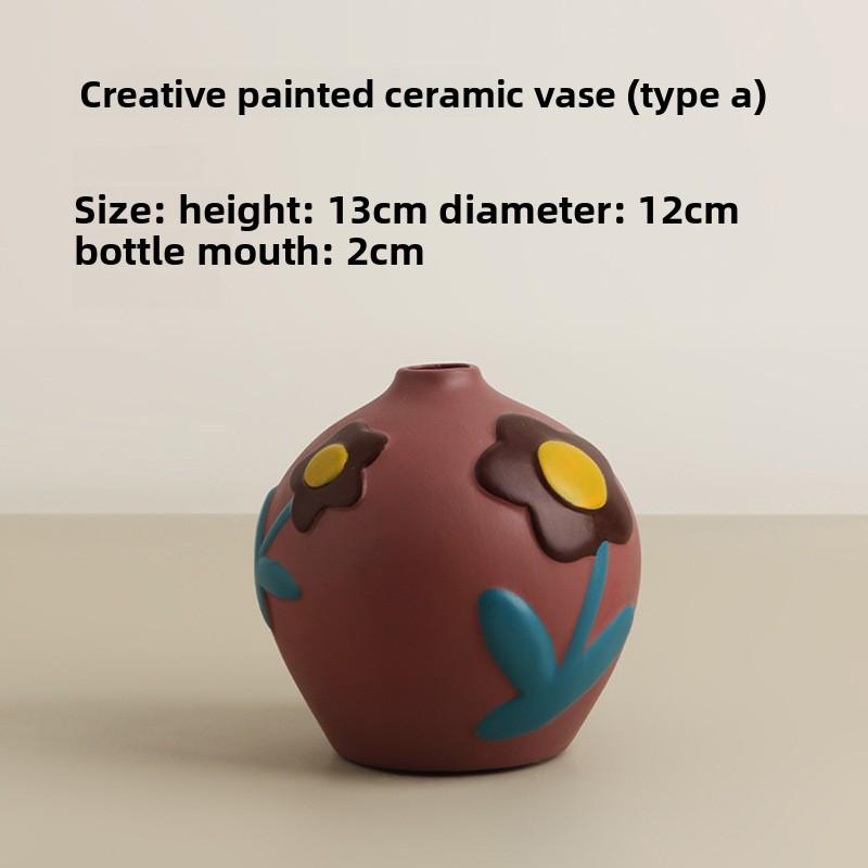New Creative painted ceramic vases home living room desk decoration ornaments flower arrangement vases spatial aesthetic design