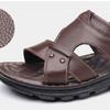 Fashion Fashion Comfortable Men's Sandals Solid Color Open Toe Mens Leather Sandals 2024 New Slippers Beach for Male Leather Footwear