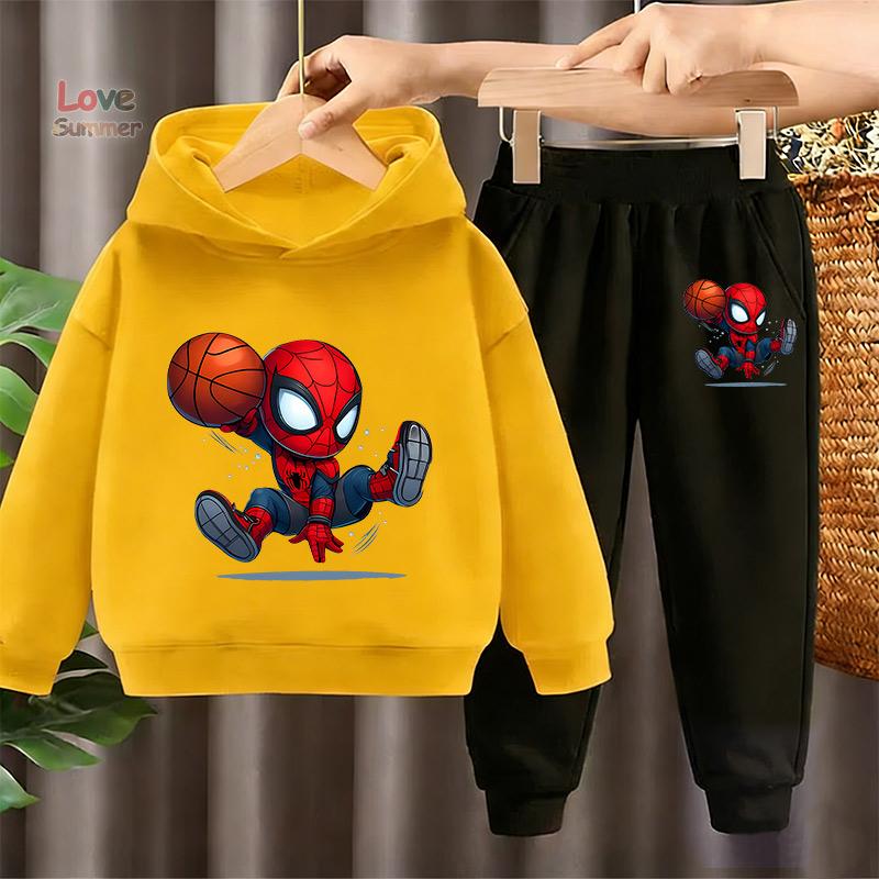 Spider-Man Kinder HoodieS+Hose 2-teiliges Set Marvel Kinder Cosplay Jungen Pullover Sweatshirt Kinderkleidung 4-14 J