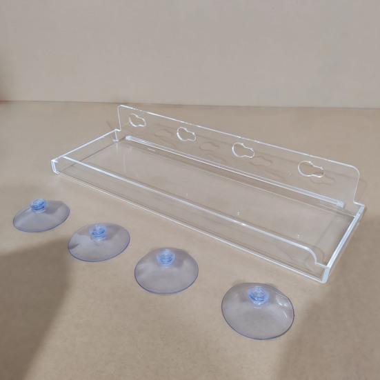 Suport mic pentru expunerea plantelor Raft de fereastră cu ventuză și margine de protecție, Raft plutitor robust din acril transparent, Suport de perete pentru interior