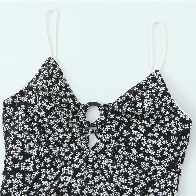 Versatile Floral Print Midi Dress - Fashionable Temperament Style