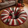 Christmas Santa Gnome Quilted Round Mat Festive Area Rug Non-Slip Backing Door Mat Living Room Bathroom Kitchen Absorbent Mat