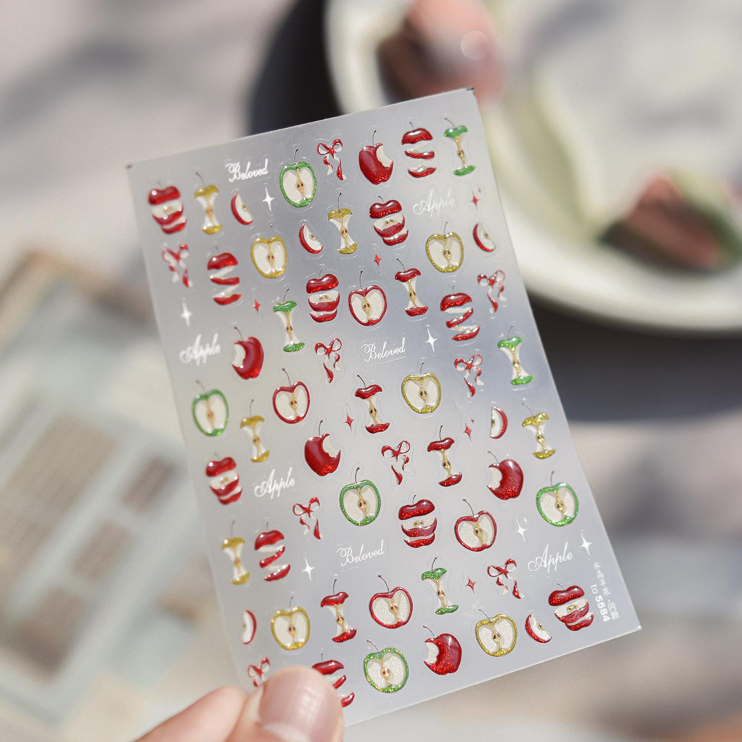 

Tomoni Crystal Apple Jelly Nail Art Stickers - Clear Decorative Design