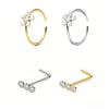 Multi-Style 316 Stainless Steel Diamond-Inlaid Flower Butterfly Heart Nose Stud Set Unisex Body Jewelry