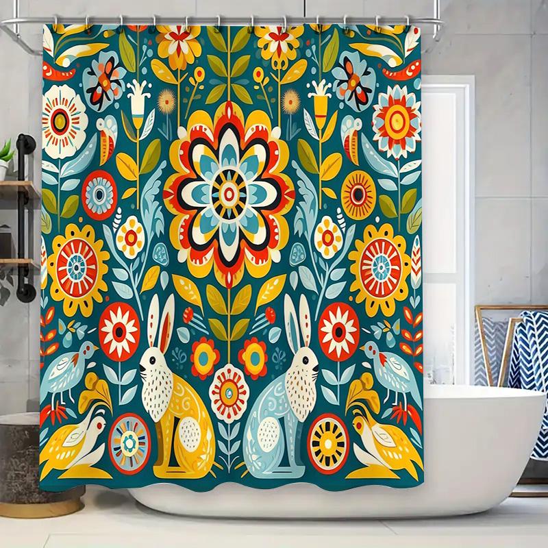 

Floral Bathroom Decor Shower Curtain Nature Birds Wildflowers Farmhouse Rustic Home Decor Set Waterproof Vintage Aesthetic W60H190(CM)-1 Pcs