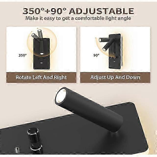 LED Reading Wall Lamp for Bedroom,Backlight Night Warm Wall Mounted Reading Light with USB Port Plug in Cord Adjustable Wall Sconces Headboard Spotlig