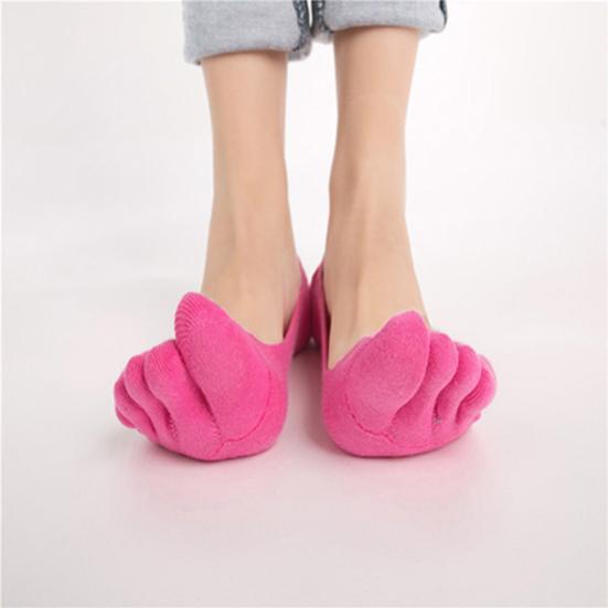 Women Ankle Invisible Non Slip Cotton Silicone Hosiery Five Finger Toe Socks