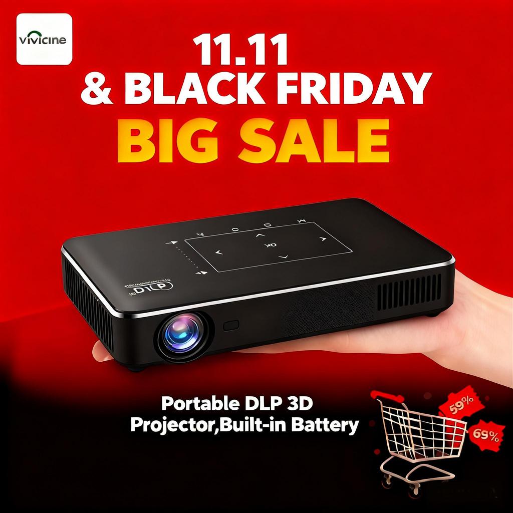 Vivicine P10 Android Smart Wifi Portable Mini LED DLP projecteur pour Smartphone 200 pouces Home cinéma