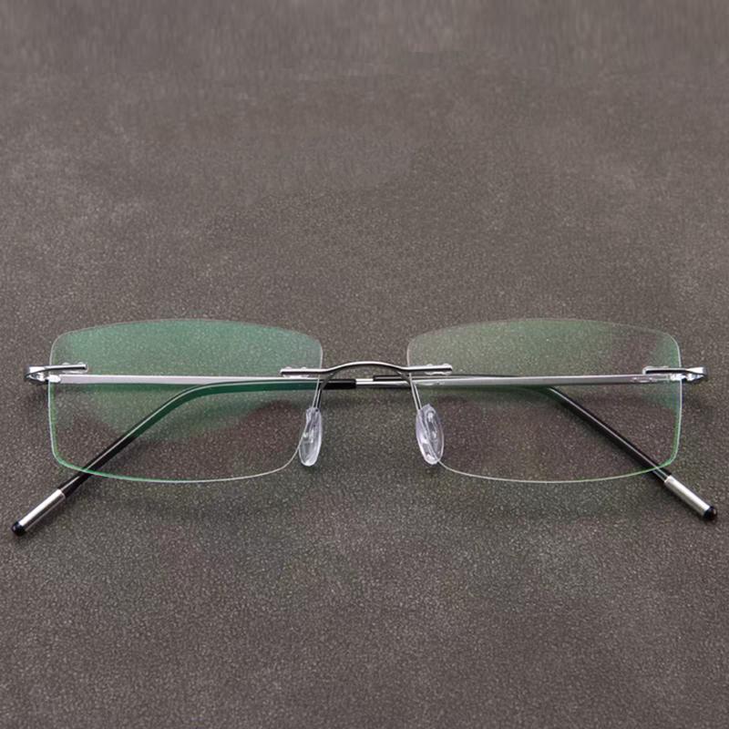 Fashion Rectangle Rimless Reading Glasses High-Quality Anti Blue Light Prescription Eyeglasses For Men Mowen