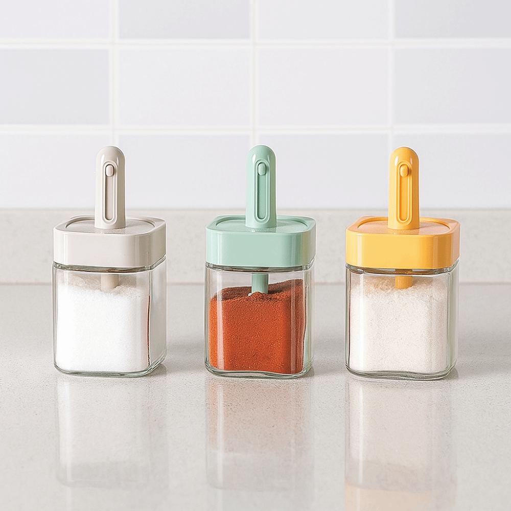 3Pcs Leakproof Glass Seasoning Bottle Moisture-Proof Spice Jar Portable Salt Container  for Home