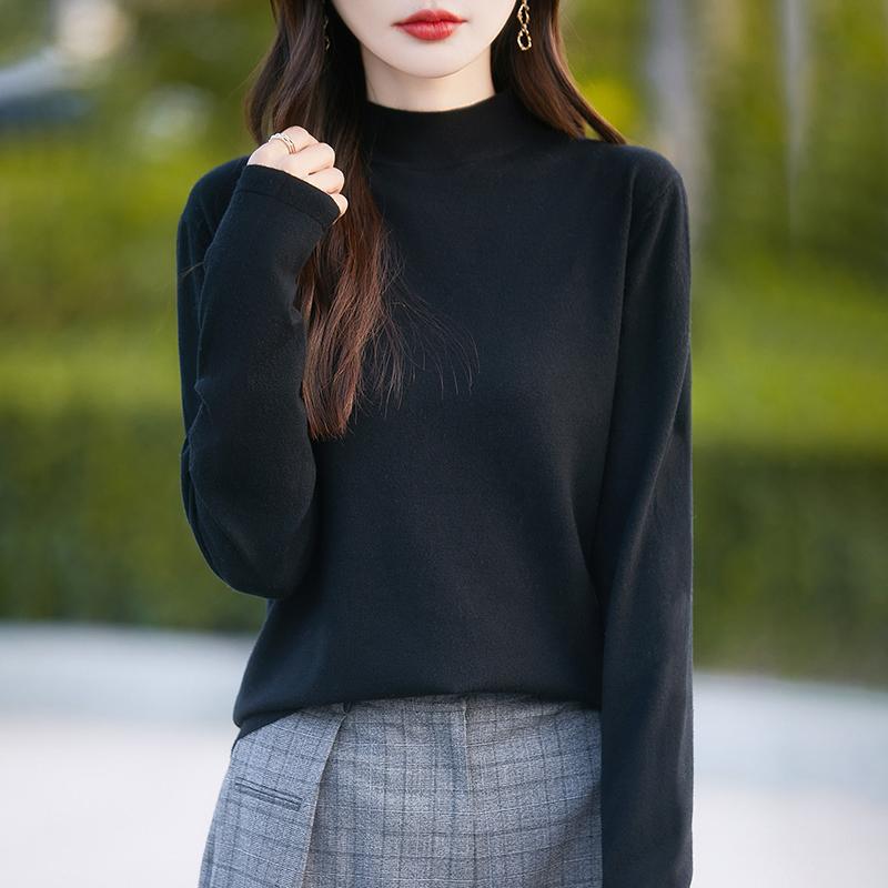 

Всесезонный женский свитер из 50% шерсти и 50% шелка | Легкий теплый свитер из смеси | Роскошный трикотаж из кашемира и шелка L чёрный