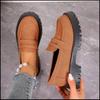 2025 new spring and autumn loafers casual grinding sand leather surface British style women's shoes thick heel thick sole foot cover retro