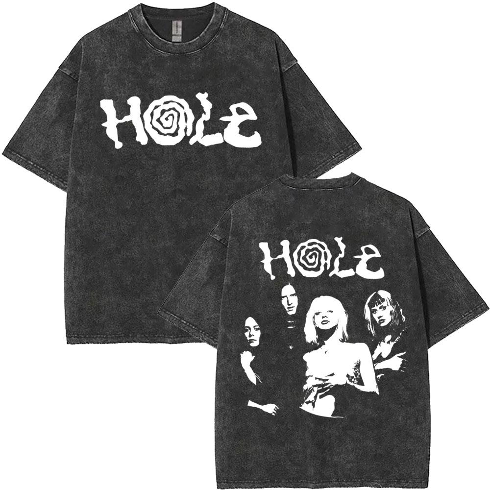 Limited Hole Courtney Love Vintage Gewaschene T-Shirts Herren Damen Alternative Grunge Rockband T-Shirt Übergroße T-Shirts Streetwear