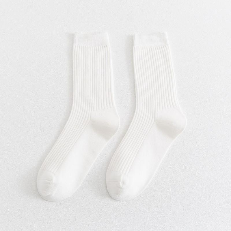 Men's Autumn and Winter New Solid Color All Match Smoke Strip Cotton Business Tube Socks