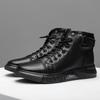 Men's Boots Black Genuine Leather Business Short Boots New Winter  British Fashion Plush Flat Shoes Trend Casual Shoes Soft