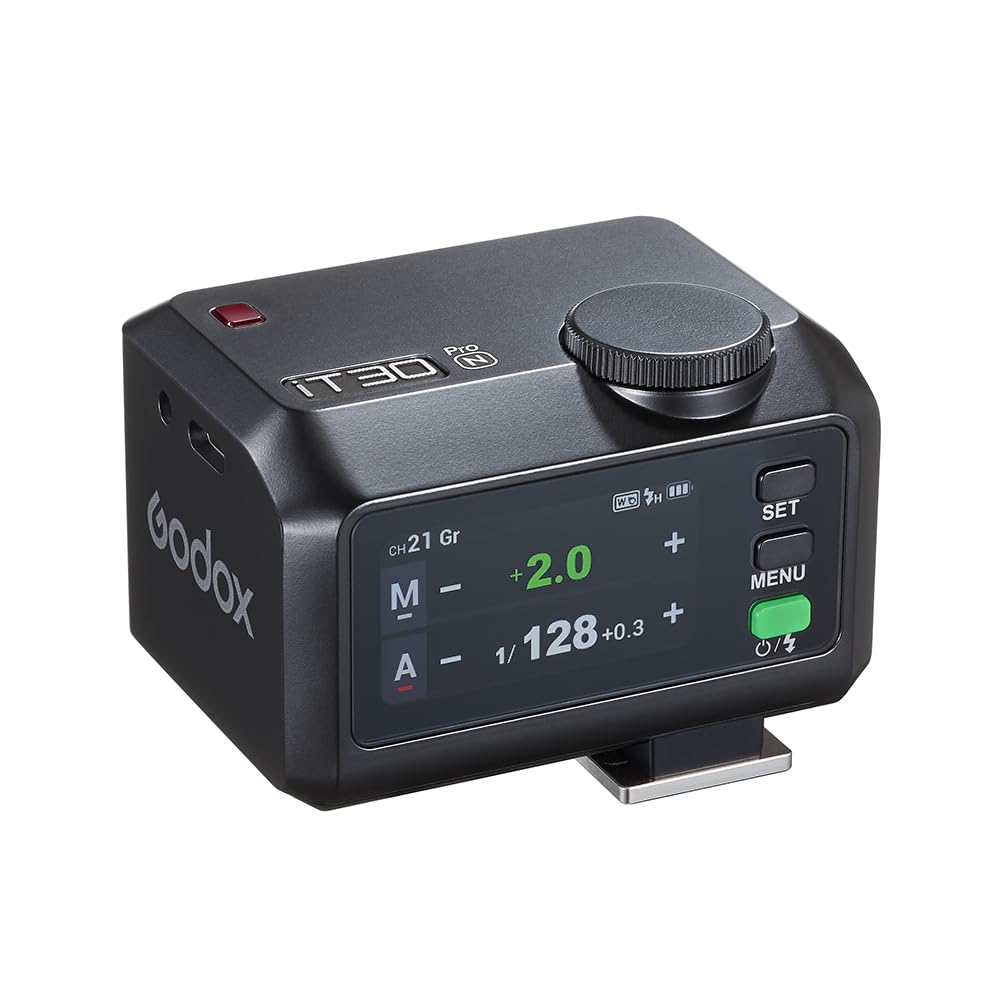 Godox IT30Pro N Kamera Blitz Sort TTL Genopladelig Touchskærm Farve 560 Fuld Trådløs Master Slave Kompakt 269017 (til Nikon) On-kamera blitz,