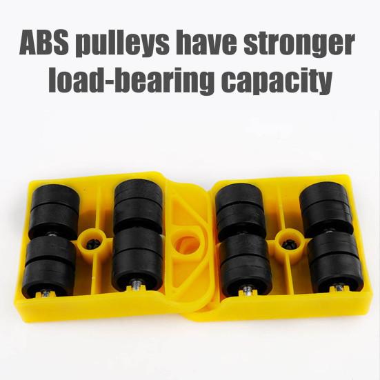 5 Pièces/Ensemble Outil de Déménagement de Meubles avec Pied-de-Biche Déménageur de Meubles Robuste avec 4 Roues Rouleau pour Appareils Ménagers Meuble Déménageur Chariot Coulissant