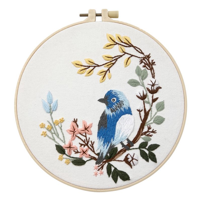 AEE4-4Pack Embroidery Kits For Adults Embroidery Kit For Beginners Hand Embroidery Kit With Patterns(Birdie)