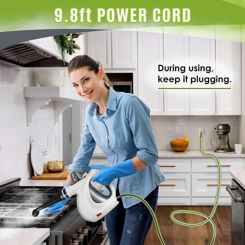 Phueut Pressurized Handheld Multi-Surface Natural Steam Cleaner with 12 Pcs Replacement Parts , Multi-Purpose Steamer for Springtok , Home and Car