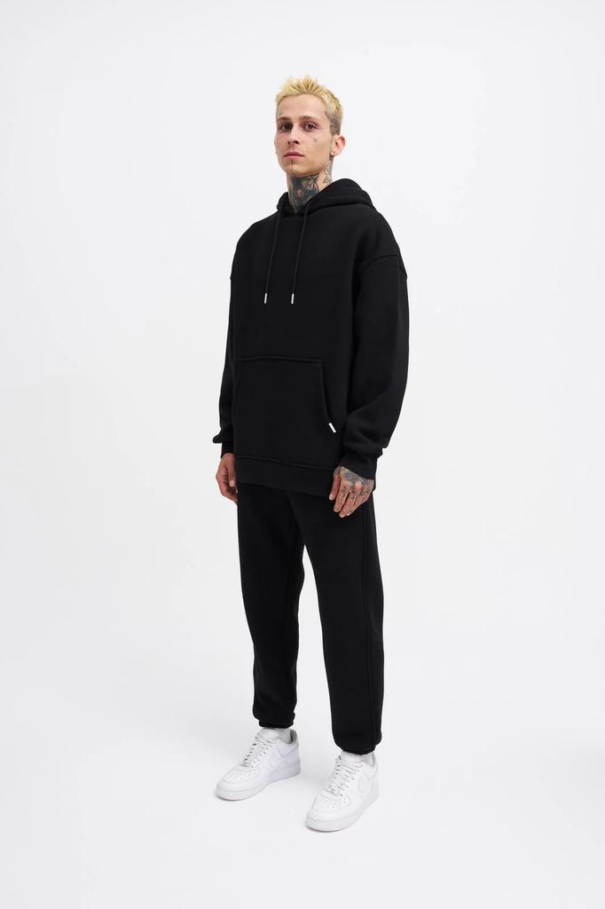 Męska Bluza Oversize Basic z Kapturem - Czarny