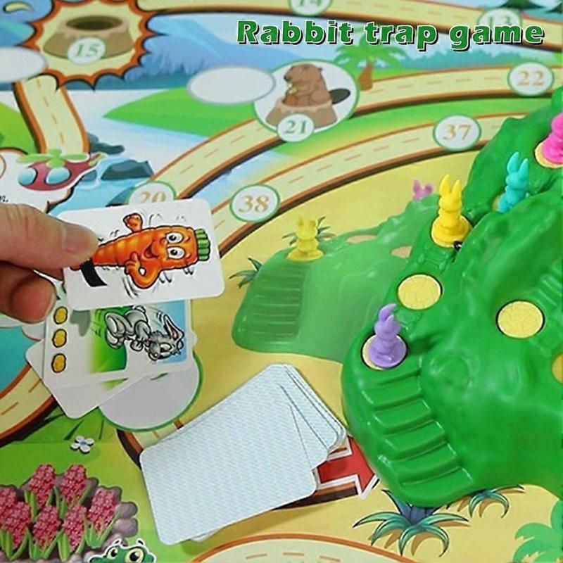 For Funny Bunny Game Set 3D Action Board Game For Kids Family Party With 16 Rabbit Tokens 24 Cards