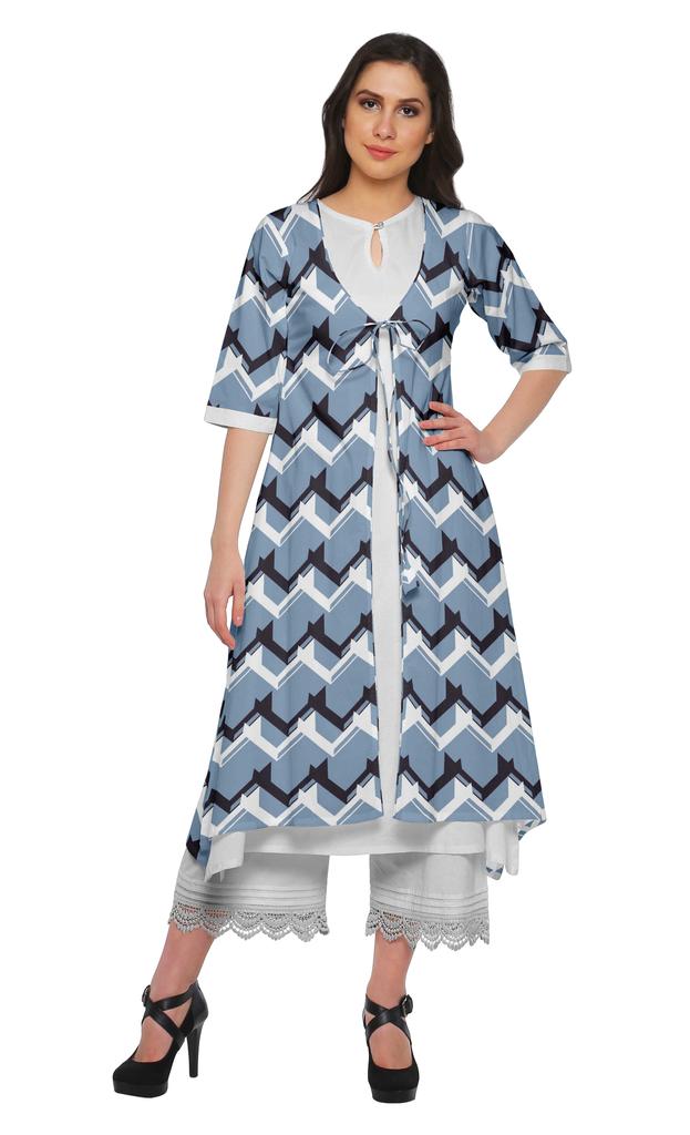 Moomaya Indian Palazzo Kurta Jacket Set For Women Partywear Chanderi Ethnic