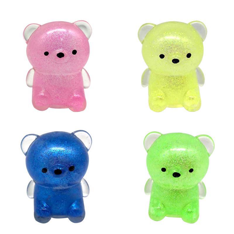 Gold Powder Bear Decompression Toy – Squeeze Music Cute Vent Beads Ball