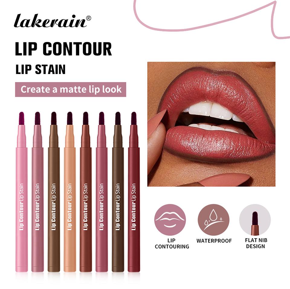 Lakerain Contorno Labbra Tinta Labbra Penna Anti-macchia Non Si Attacca alla Tazza Labbra Idratanti Trucco Labbra Cosmetico 2-in-1 Tinta Labbra & Matita