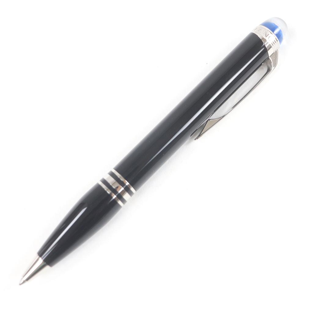 Excellent MONTBLANC Ballpoint Pen Starwalker New Blue Dome Black Silver Used