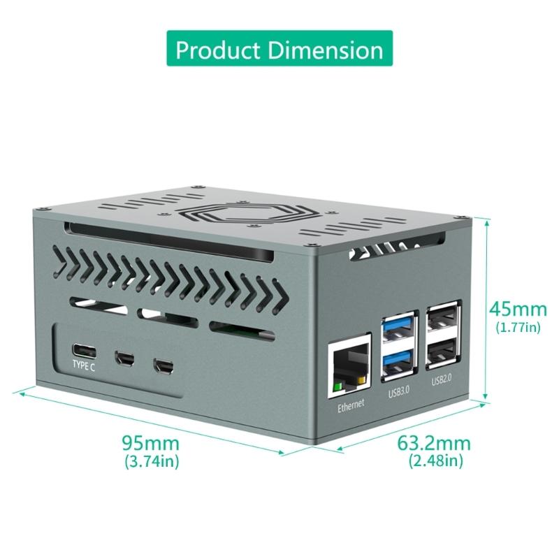 Aluminum Enclosure Box For RPI 5 Board Case With Quiet Efficient Fan and Heatsinks Enhances Performances