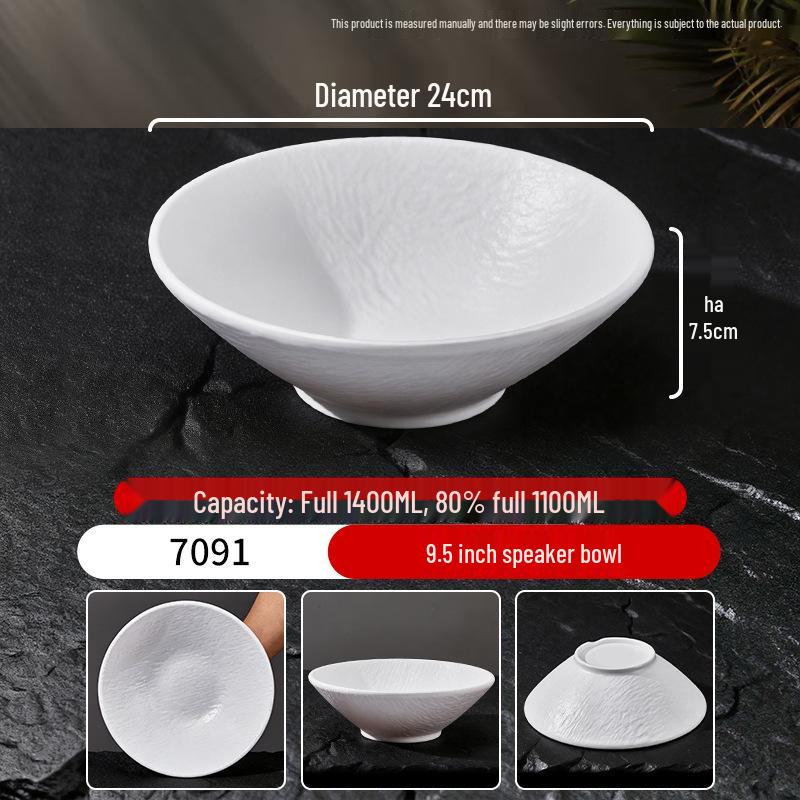 Melamine White Large Noodle Bowl - Imitation Porcelain for Ramen, Mala Tang, and Luosifen