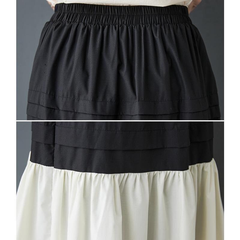 DIMANAF 2025 Spring Summer Plus Size Women New Skirts Vintage Elastic Pleated Elegant Long Skirts High Waist