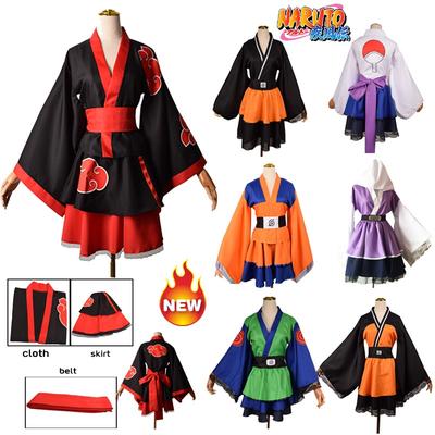 Anime Naruto Shippuden Uzumaki Naruto Akatsuki Kakashi Sasuke Lolita Kimono Kleid Anime Cosplay Kostüm Party Uniform Kleidung Anzug