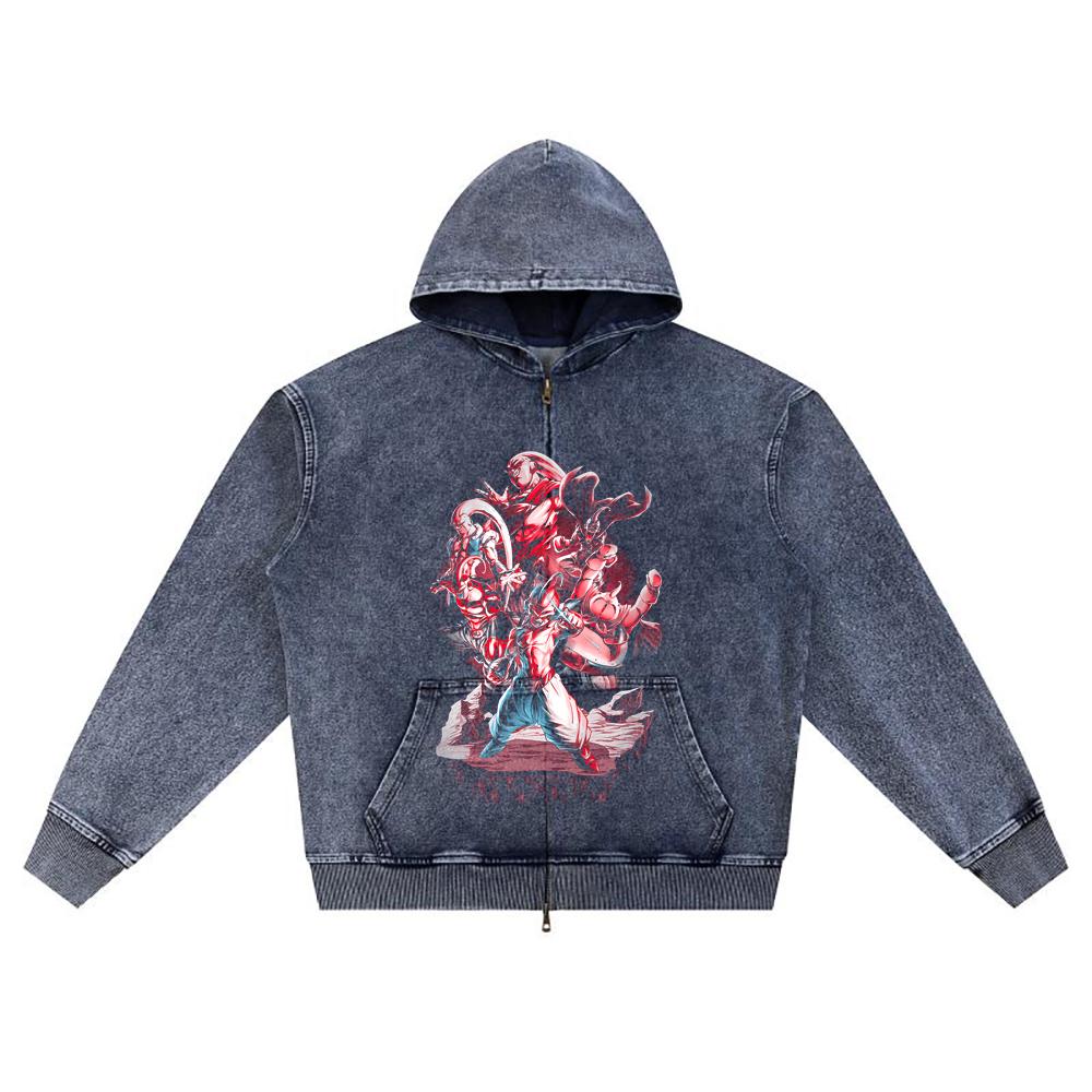 

DTG print Knitted Denim Zip-Up Hoodie Copy of MAJIM BOO Brother Print Zipper Hoodies XL темно-синий