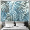 Blue Tropical Palm Leaves Wall Tapestry Machine Washable All Season Decor Art Print Nature Botanical Design Home Easy To Clean