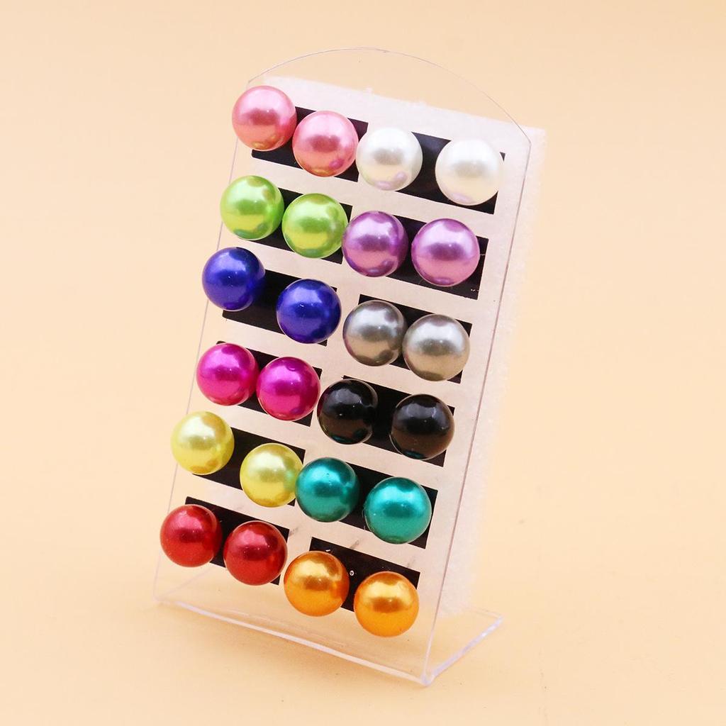 Classic 12-Pair Pearl Stud Earrings Set with Iron Needle