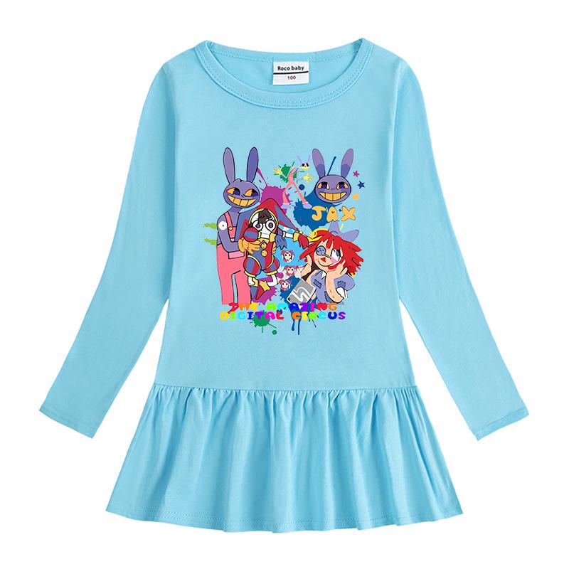 2026 Korean Style Girls' Cartoon Long Sleeve Mesh Princess Dress for Spring and Autumn
