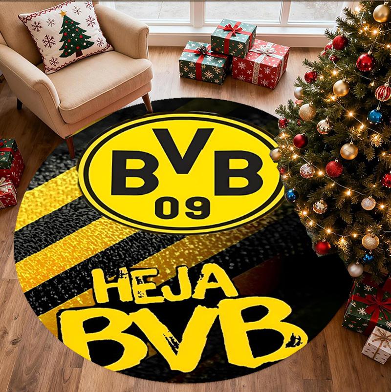 Borussia Dortmund Pattern Round Rug, Indoor/Outdoor Mat, for Picnic, Gameroom, Bedroom, Office, Living Room, Home Decor Carpet, Birthday Gift