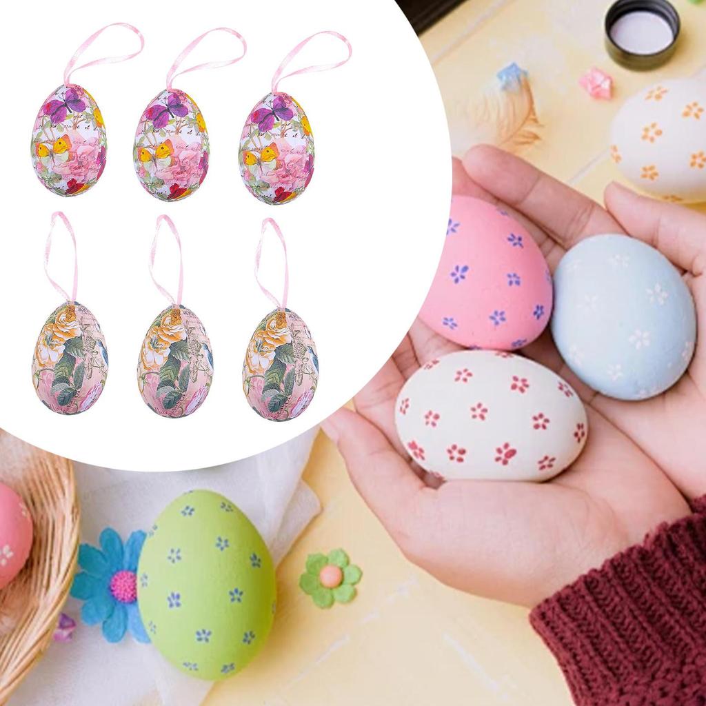 6 Pieces Easter Egg Hanging Ornaments Tree Decor Basket Fillers Ornament